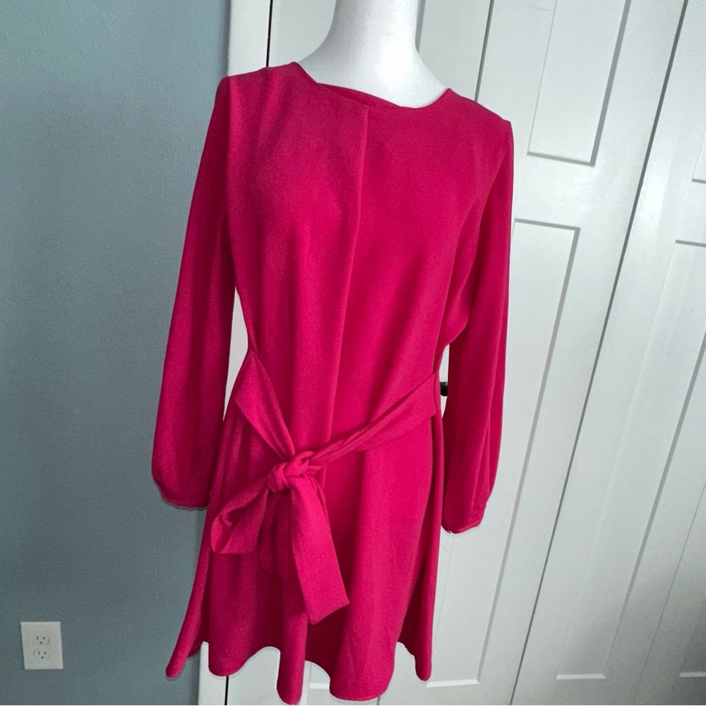 Women's Zara Pink Fuchsia Flowy Dress with  Tie - Large